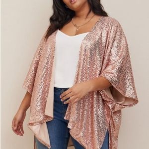 NWT Torrid Champagne Sequin Ruana. One Size.